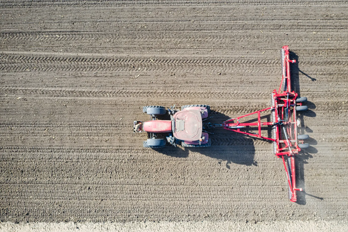 Tractor working in an agricultural field