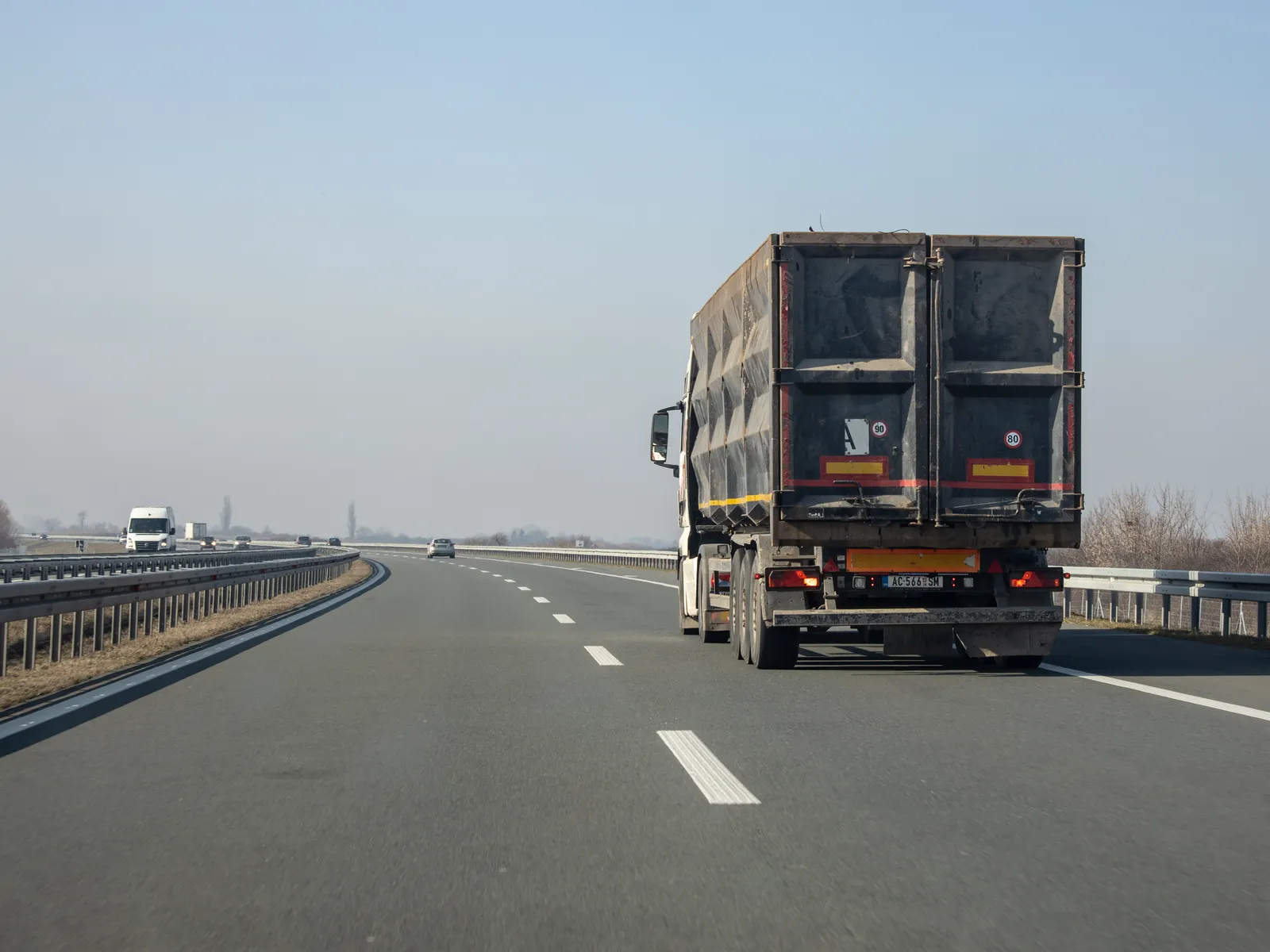 Commercial vehicle travelling on a highway